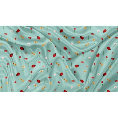 Printed Cuddle Minky Champ Floral et Coccinelle - PRINT IN QUEBEC IN OUR WORKSHOP